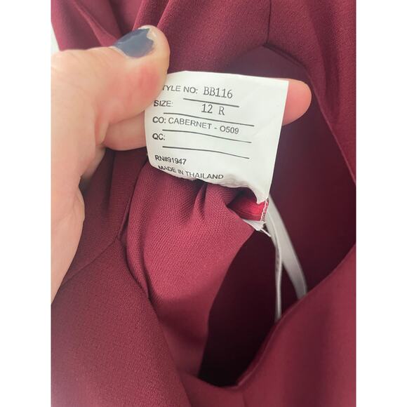 Bella Bridesmaids Maxi Dress Size 12 Regular Red Cabernet Crepe BB116 Wedding - Picture 13 of 14